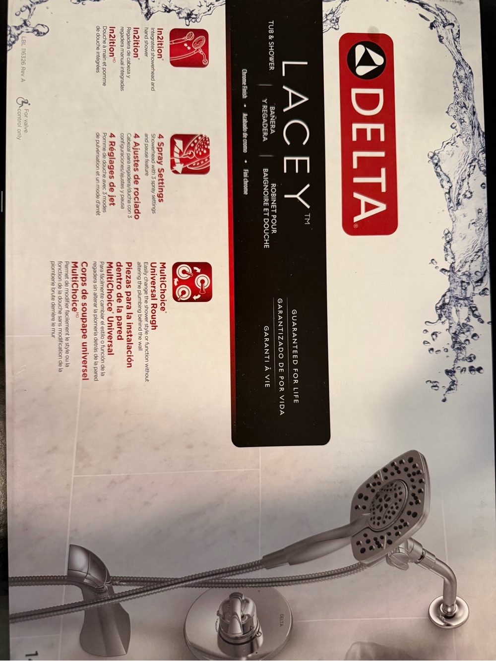 Delta Lacey Chrome 1 -Handle Lever Shower
Faucet Handle parts only